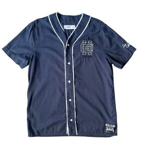 Hollister Logo Baseball Style Jersey Shirt Medium Blue Los Angeles‎ California
